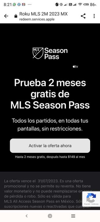 Obtén 2 meses gratis del MLS Season Pass en Apple TV.