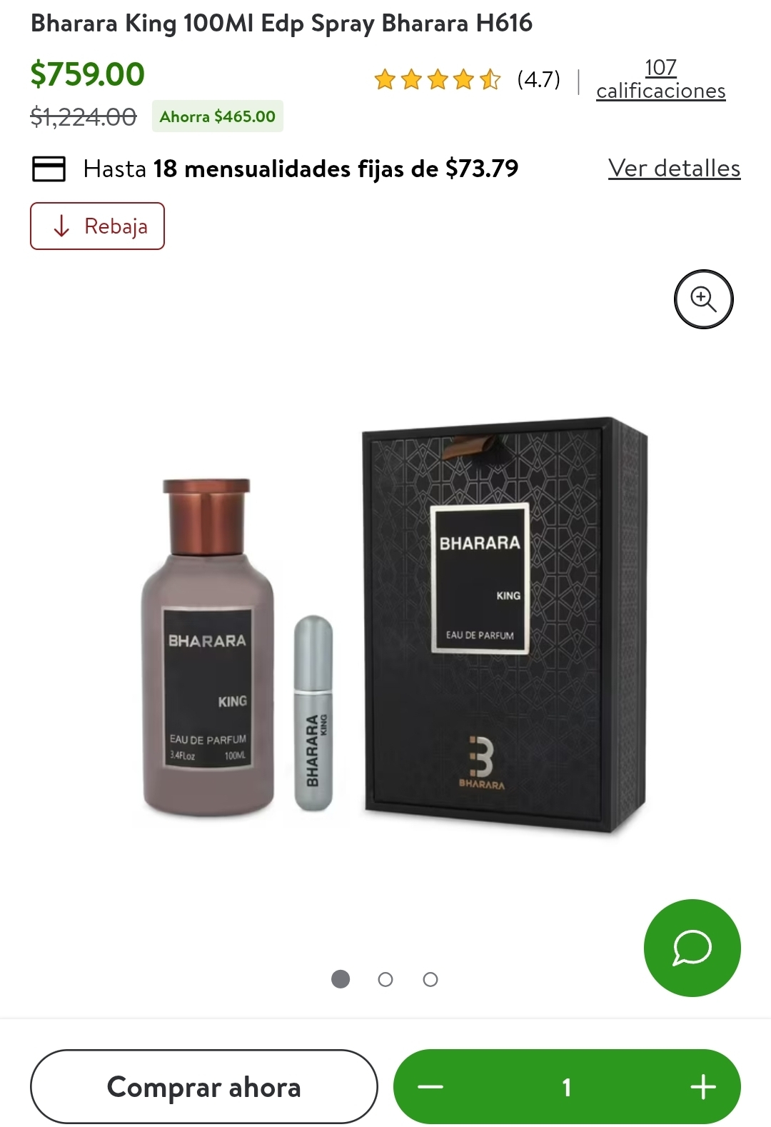 Bodega Aurrera: Bharara King 100MI Edp Spray Bharara H616