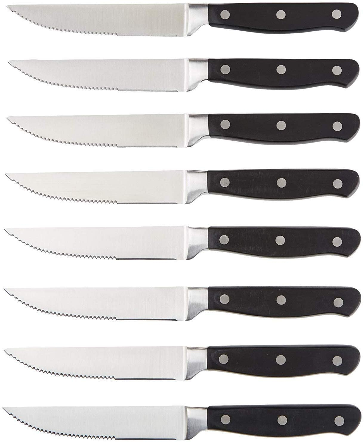 Amazon Basics - Juego de cuchillos para carne de cocina, 8 piezas, color negro. - Oferta Prime