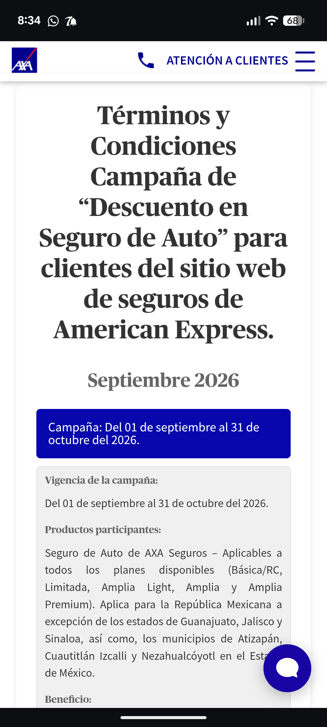 AXA Seguro de Auto: hasta 25% de descuento — Vigente hasta el 31 de octubre