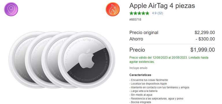 Costco: Apple AirTag 4 piezas por $1,999