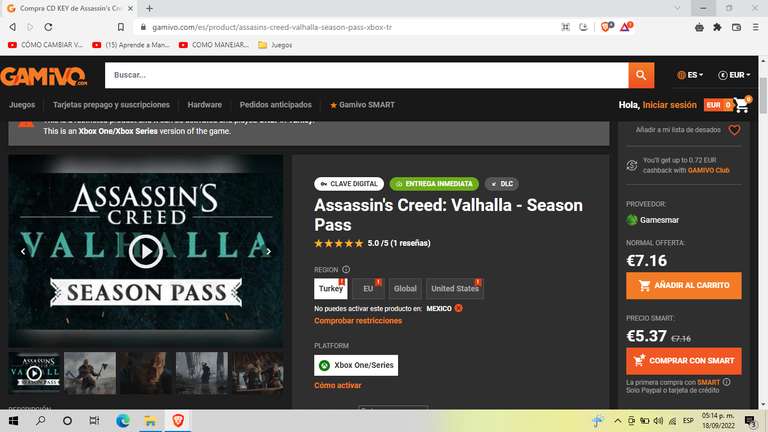 Gamivo: Xbox Assassins creed Valhalla - Season Pass Turquía