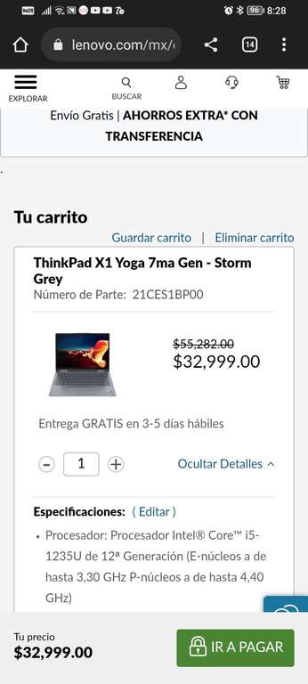 Lenovo: Laptop ThinkPad X1 Yoga 7ma Gen (14", Intel) - storm grey