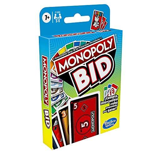 AMAZON Monopoly Hasbro Gaming, Bid Card Game, Juego de Cartas para Niños