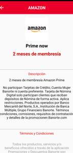 2 meses de membresía Amazon para clientes con nómina Banorte