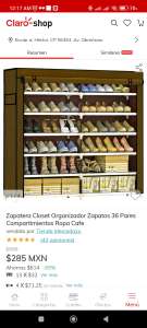 Claro Shop: Zapatera Closet Organizador Zapatos 36 Pares Compartimientos Ropa Cafe