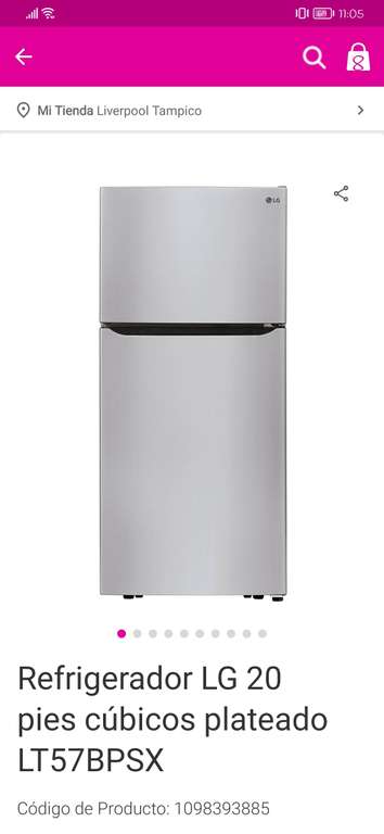 Liverpool Refrigerador LG 20 pies cúbicos plateado LT57BPSX