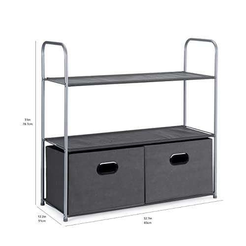 Amazon Basics - Organizador para armario con contenedores y estantes de tela, 32.6 x 12.2 x 31 pulgadas, color gris