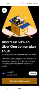 Uber Eats: Uber One con 50% OFF en plan anual | usuarios seleccionados