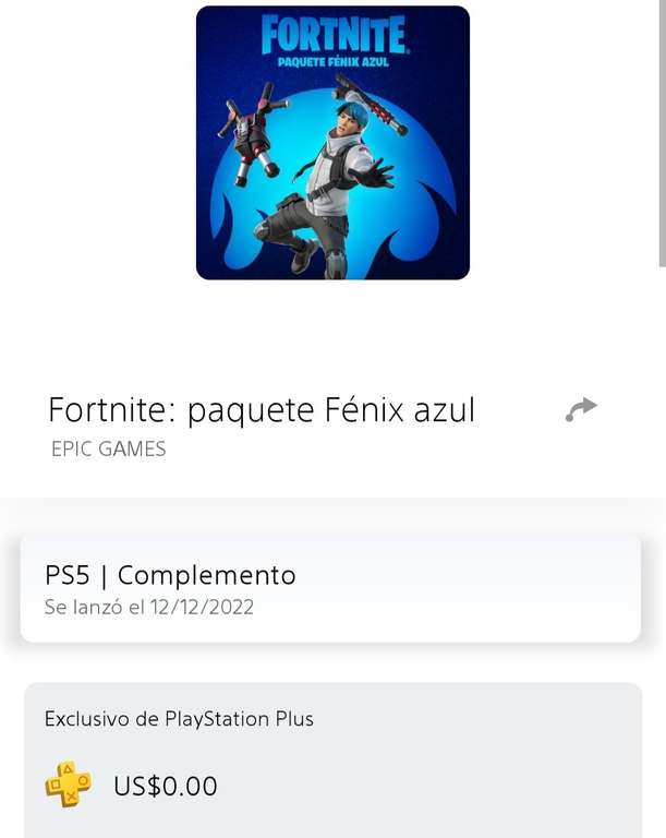 PS Plus: Fornite Paquete Fénix Azul GRATIS!