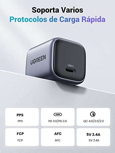 UGREEN Nexode 20W Mini Cargador USB C GAN Portátil, Carga Rapida PD Cargador  Tipo C para iPhone, Cargador Rápido Compatible con iPhone 15 14 13 Pro MAX,  Galaxy S24/S23/S21, iPad Pro,Xiaomi,Huawei 