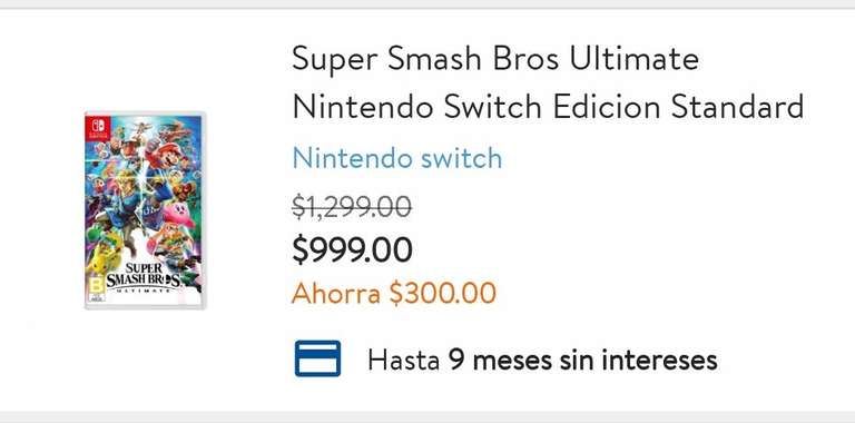 Walmart: Nintendo switch - Super Smash Bros 999.00