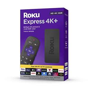 Amazon: ROKU Express 4K+ | HD/4K/HDR con transmisión inalámbrica Suave y Control Remoto de Voz