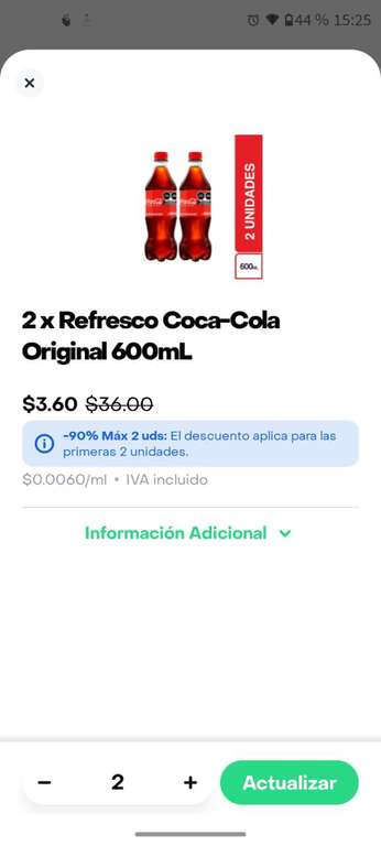 Rappi turbo 2 coca cola original 600ml por $3.60 | Cuentas Rappi Pro