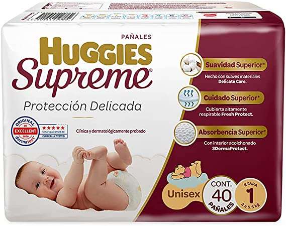 Amazon: Huggies Supreme Pañal Desechable para Bebé, Caja con 240 Piezas, Etapa 1. Oferta con planea y Ahorra y Prime