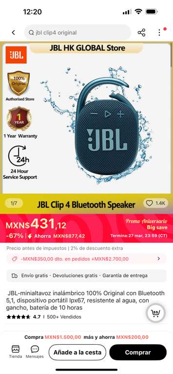 AliExpress: Bocina JBL Clip 4
