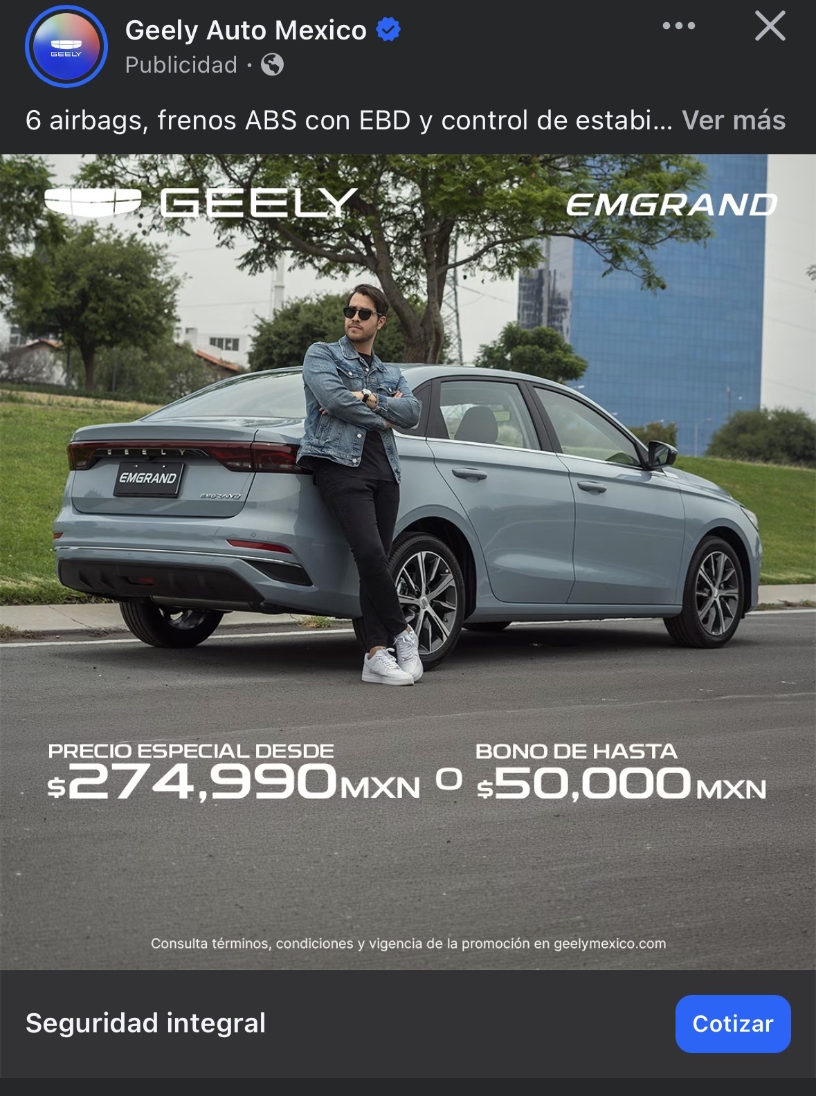 Geely EMGRAND 2026 desde $274,900 o bono de $50,000