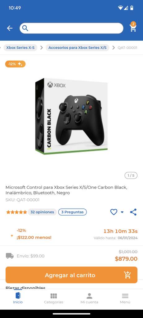 Xbox Mando - Carbon Black para Xbox One, Xbox Series X