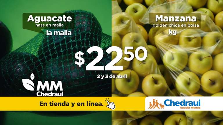 Chedraui: MartiMiércoles de Chedraui: Aguacate en Malla pza ó Manzana Golden Bolsa kg $22.50 • Cebolla $24.50 kg
