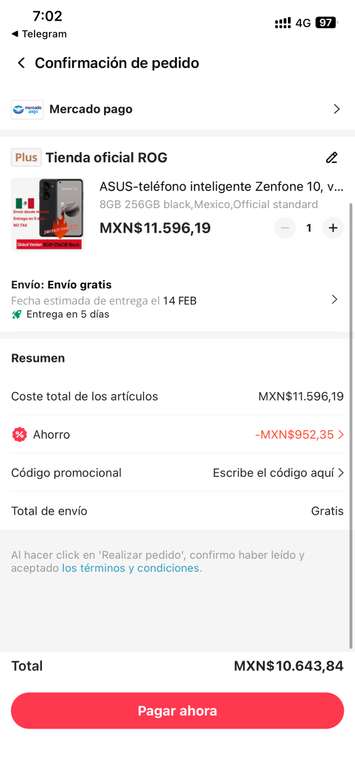 AliExpress: Asus Zenfone 10 (envío desde México)