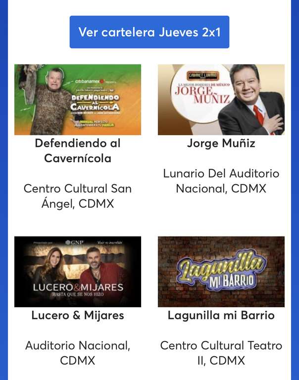 Ticketmaster: Jueves 2x1: Ricardo Arjona, Jorge Muñiz, Lucero & Mijares, Lagunilla Mi Barrio, Cirque Música Querida y más