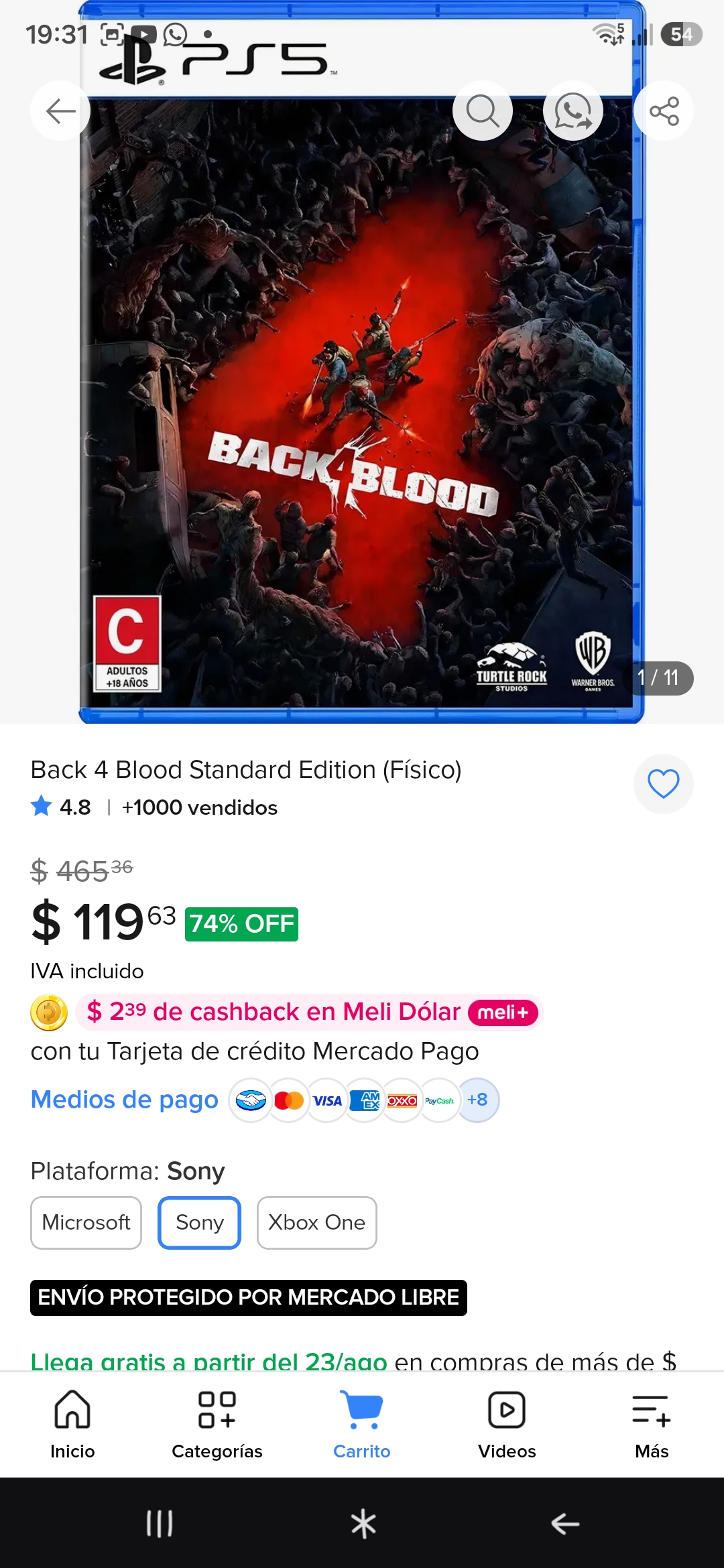 Mercado Libre: Back 4 blood PS5
