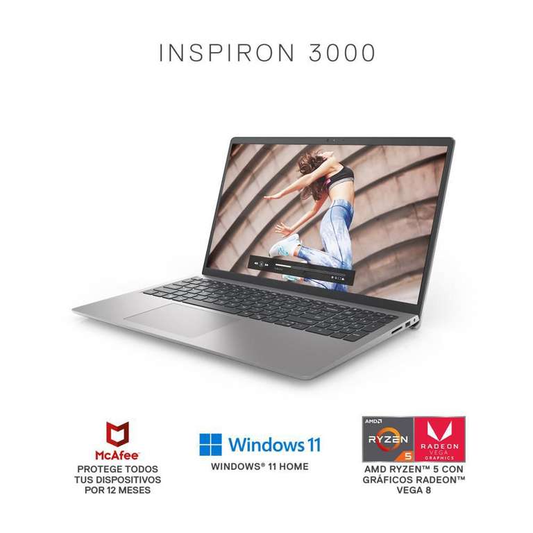 Elektra: Laptop Dell Inspirion 3505/3515 AMD Ryzen 5 RAM 8GB 256GB SSD W11H Plata