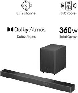 Amazon: Hisense Barra de Sonido AX3120G (2023) 3.1.2 Ch 360W con Subwoofer inalámbrico y Dolby Atmos