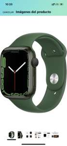 Amazon: Apple Watch Series 7 (GPS, caja de aluminio verde de 45 mm) con correa deportiva Clover, regular (renovado)