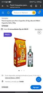 Walmart: Pack Croquetas para Perro Cagnolino 25KG y Bacardi 980 ml (todo bien en casa?)
