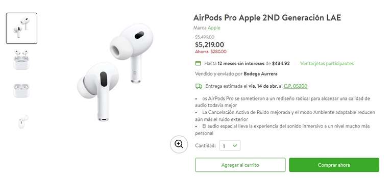 Bodega Aurrera: AirPods Pro Apple 2ND Generación LAE