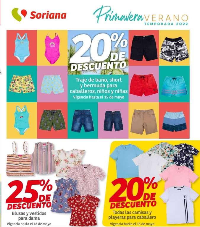 Soriana Híper: 20% ó 25% de descuento en ropa Primavera Verano Temporada  2022 - promodescuentos.com