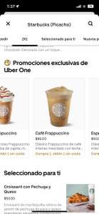 Uber Eats [Miembros One]: Starbucks, Frapuccinos al 2x1