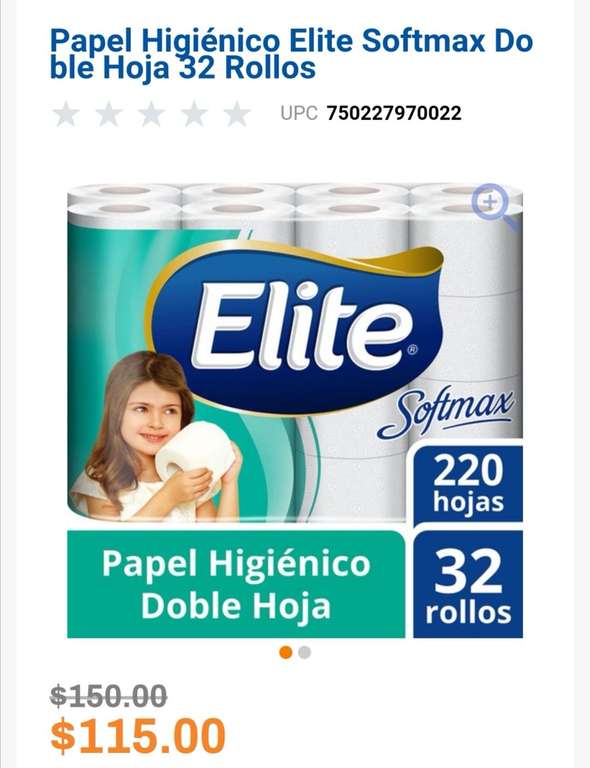 Chedraui: Papel Higiénico Elite Softmax Doble Hoja 32 Rollos $115