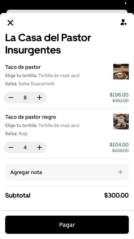 12 Tacos (Tortilla mediana) por 120 pesitos en LA CASA DEL PASTOR | UBER EATS member One