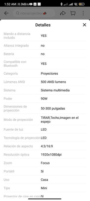 Aliexpress: Proyector Thundeal YG430 1080p Nativo descuento del 65% envio desde México.
