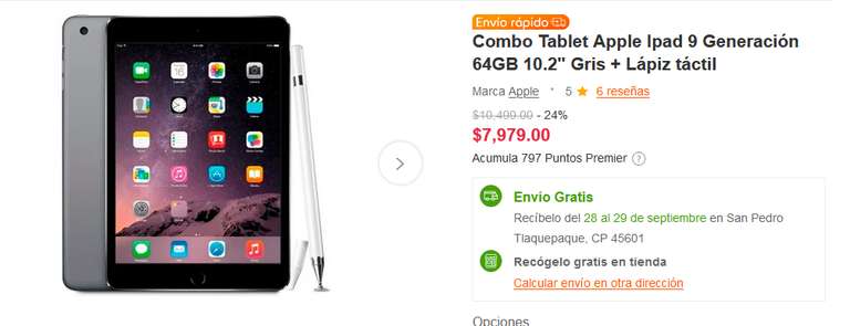 HSBC 20% bonificacion - Linio Combo Tablet Apple Ipad 9 Generación 64GB 10.2" Gris + Lápiz táctil