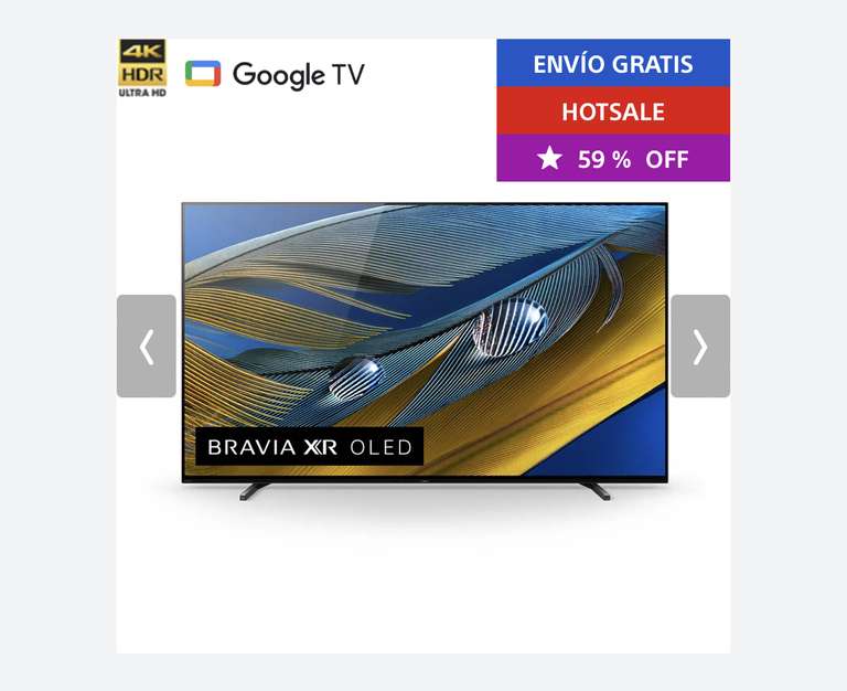 Sony Store: A80J | BRAVIA XR | OLED | 4K Ultra HD | Alto rango dinámico (HDR) | Smart TV aplicando cupones y pagando con MP + HSBC
