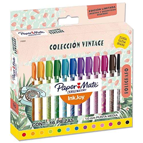 Amazon: Bonitos Bolígrafos Paper Mate con diseños únicos y surtido de 16 colores..