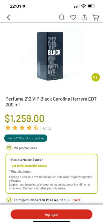 Bodega Aurrera: Perfume 212 vip black EDT dan EDP