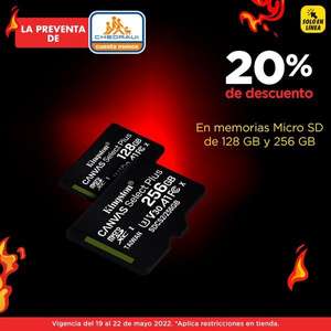 Chedraui: 20% de descuento en memorias micro SD de 128 GB y 256 GB Clase 10 (Exclusiva tienda en línea) 