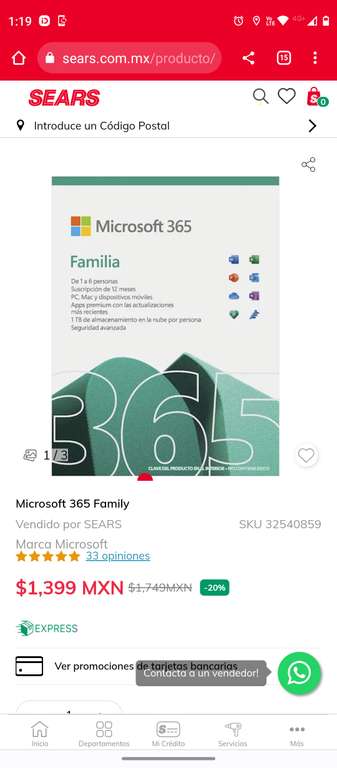 Licencia por año Microsoft Office 365 Familiar (6 cuentas) - Sears