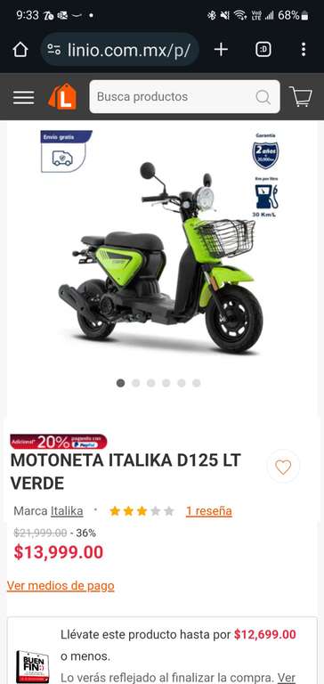 Linio: Motoneta Italika 125 en linio con PayPal