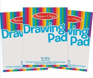 Amazon: Melissa & Doug Bloc de Papel de Dibujo, 3-Pack de 50 hojas c/u | Envío gratis con Prime