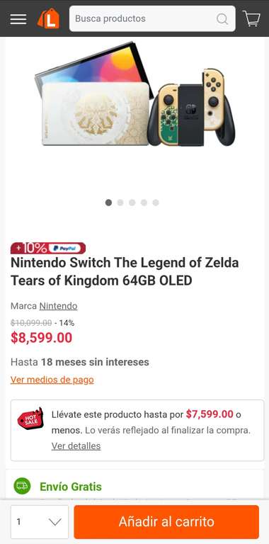 Linio: Switch Oled Zelda (Nacional) 10% PayPal + 15% BBVA + 12 msi