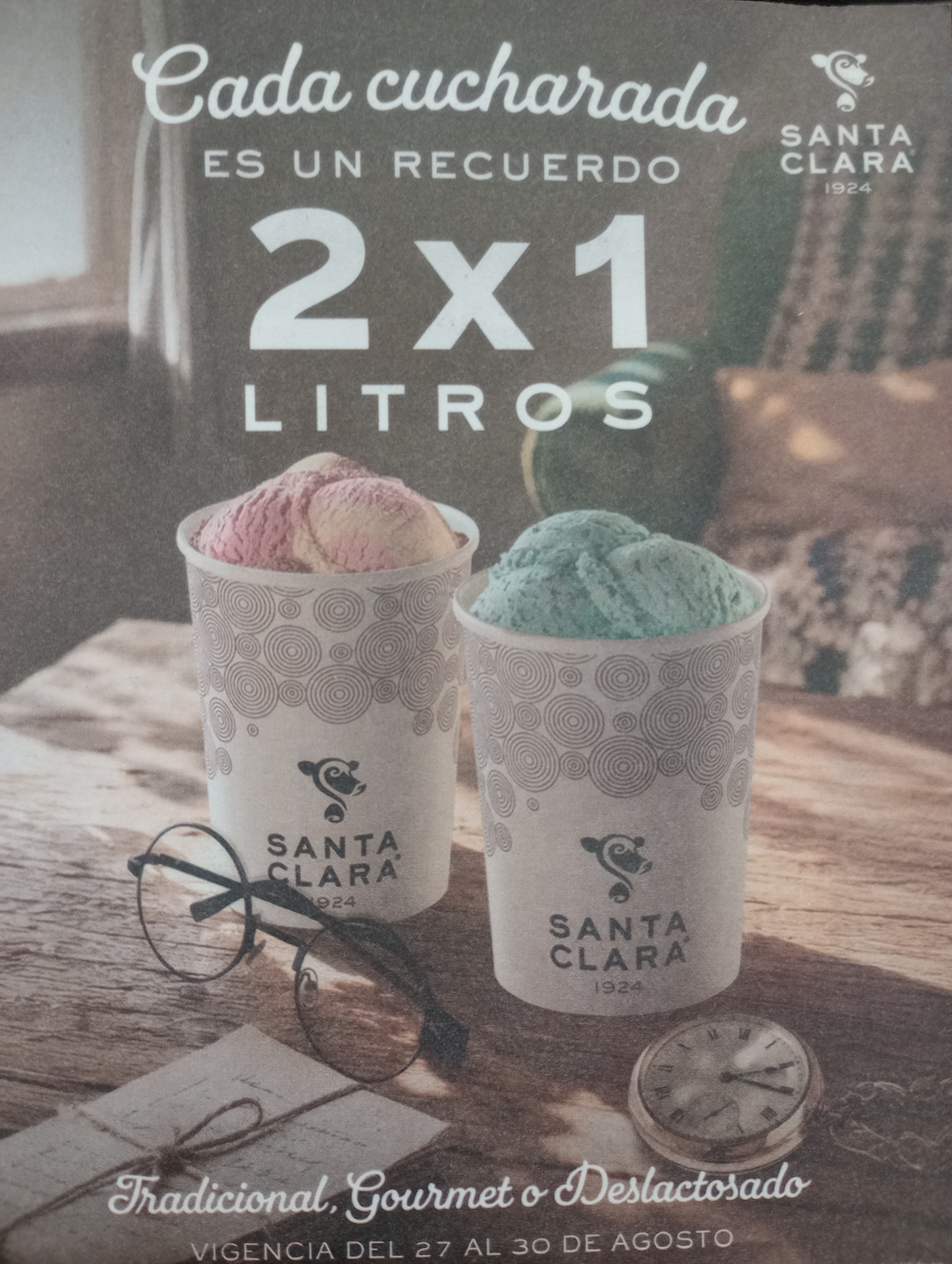 Santa Clara 2*1 Litros de helado | del 27 al 30 de Agosto