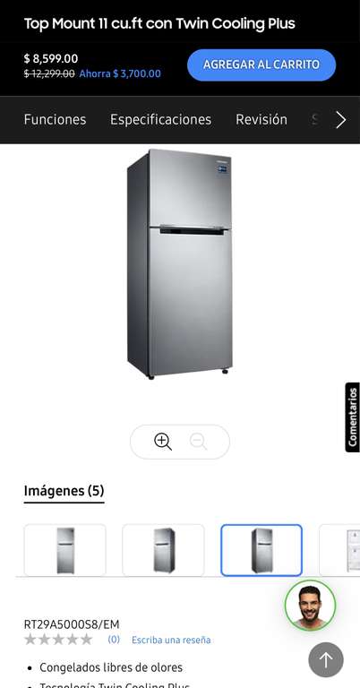 Samsung Store: Refrigerador Samsung 11 pies $7,740 con HSBC $6,580