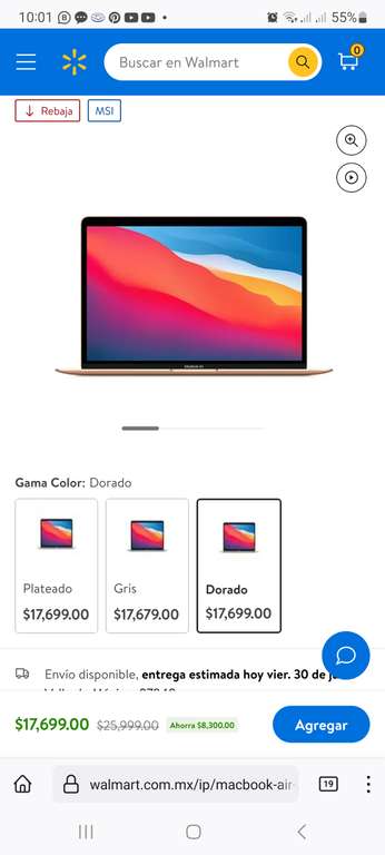 Walmart: Macbook Air Apple descuento con bancomer a $16,283.08 a 12 MSN