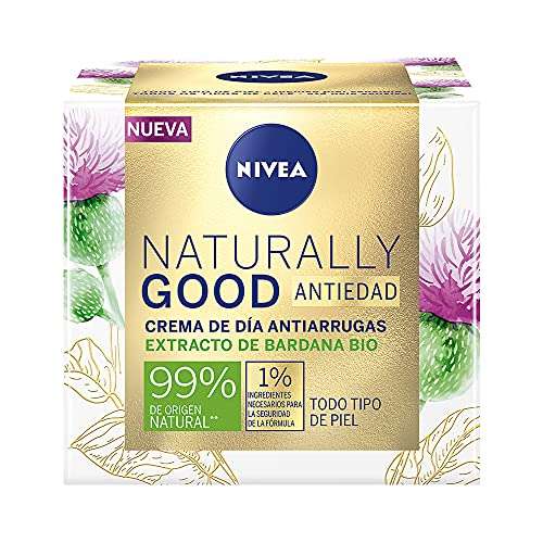 Amazon: Crema facial de día Nivea Naturally Good anti-edad bardana bio 50 ml