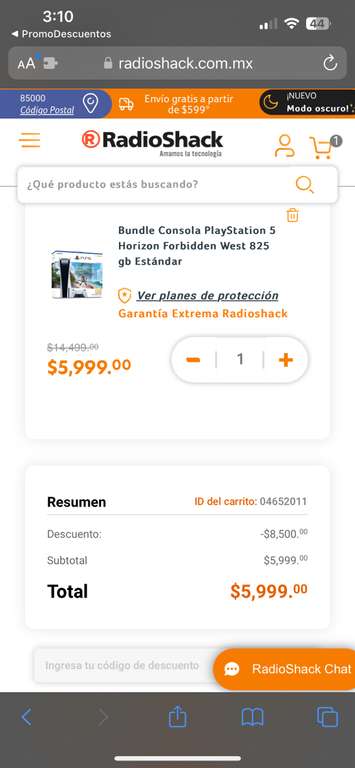 RadioShack (Tijuana): PlayStation 5 Horizon Forbidden West 825 gb Estándar